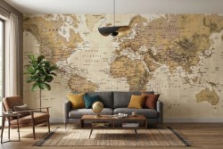 Carta da parati mappamondo città famose vintage