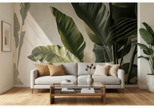 Carta da parati foglie tropicali realistiche