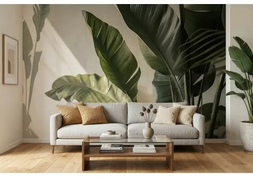 Carta da parati foglie tropicali realistiche