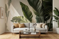 Carta da parati foglie tropicali realistiche