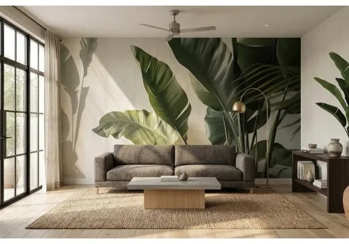 Carta da parati foglie tropicali realistiche 2