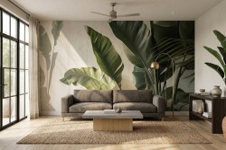 Carta da parati foglie tropicali verdi