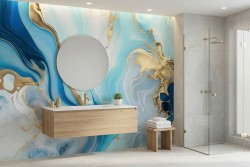 Carta da parati astratta blu e oro