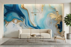Carta da parati astratta blu e oro