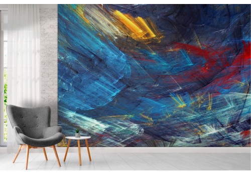 Blue Abstract Painted Wallpaper 2