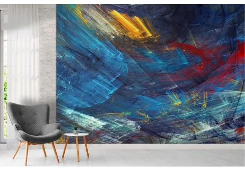 Blue Abstract Painted Wallpaper 2