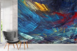 Blue Abstract Painted Wallpaper