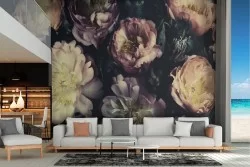 Carta da Parati composizione fiori rose natura vintage