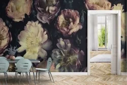 Carta da Parati composizione fiori rose natura vintage