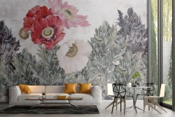 Carta da Parati dipinto fiori raffinato natura