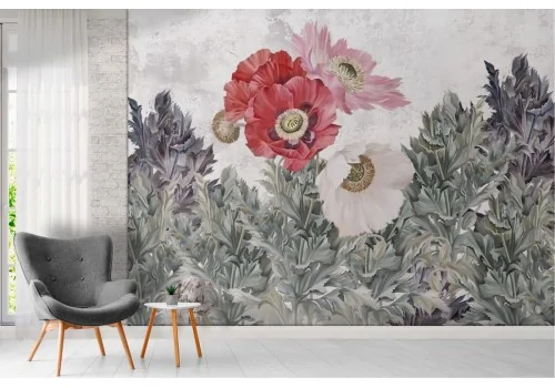 Carta da Parati dipinto fiori raffinato natura 2