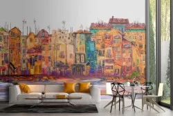 Carta da Parati dipinto città stilizzata