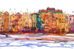 Carta da Parati Design e Stili Mappe Città Trasporti Dipinti e Acquerelli Città