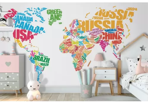 Carta da Parati mappamondo con nome nazioni 2