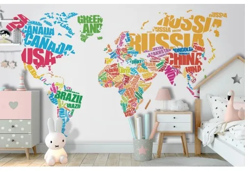 World map wallpaper with country names 2