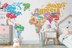 World map wallpaper with country names