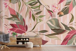 Wallpaper Leaves Nature Stripes and Waves