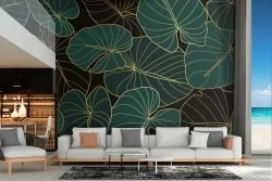 Carta da Parati foglie tropicali natura luxury