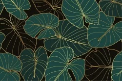 Carta da Parati Design e Stili Flora e Fauna Foglie Luxury Stilizzata Tropicale