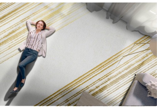 White marble surface wallpaper with golden stripes 2