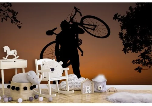 Carta da Parati uomo con bici fotografia