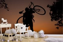 Carta da Parati uomo con bici fotografia