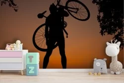 Carta da Parati uomo con bici fotografia