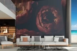 Carta da Parati fiori rossi natura stile antico