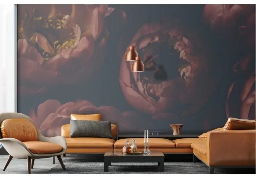 Carta da Parati fiori rossi natura stile antico 2