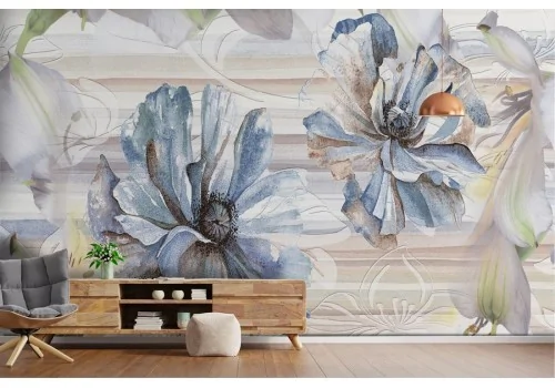 Carta da Parati fiori dipinti natura elegante