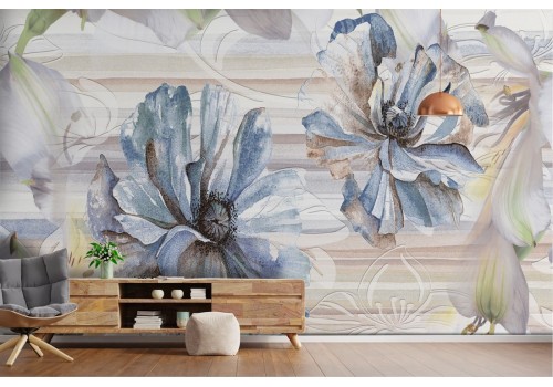 Elegant nature painted flowers wallpaper