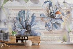 Carta da Parati fiori dipinti natura elegante