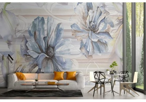 Carta da Parati fiori dipinti natura elegante 2