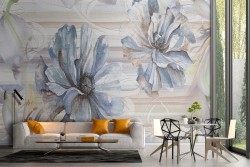 Carta da Parati fiori dipinti natura elegante