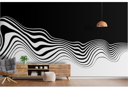 Wallpaper design with stripes and waves from the '70s