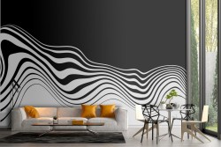 Wallpaper design with stripes and waves from the '70s