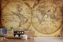 Carta da Parati mappamondo antico illustrazione