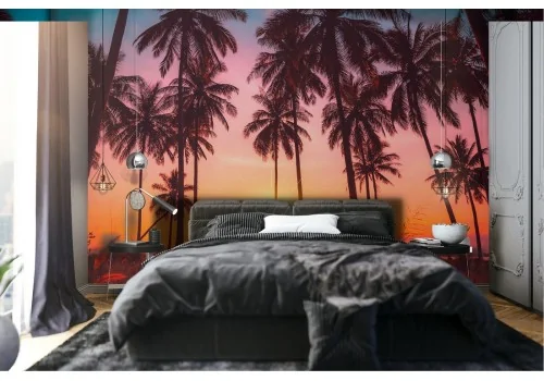 Tropical landscape wallpaper palms sunrise sunset
