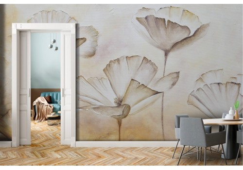 White flowers wallpaper abstract nature painting