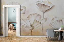 White flowers wallpaper abstract nature painting