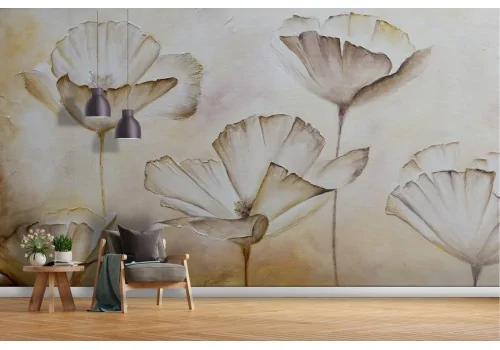 White flowers wallpaper abstract nature painting 2