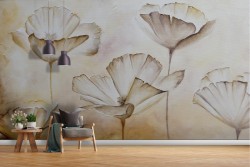 White flowers wallpaper abstract nature painting