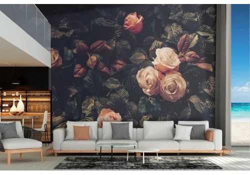 Natural Roses Vintage Design Wallpaper