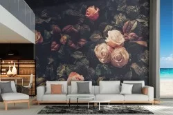 Vintage nature roses wallpaper design
