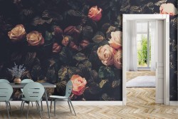 Carta da Parati rose natura design vintage