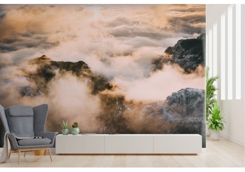 Wallpaper landscape sky with clouds and mountains