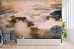 Wallpaper landscape sky with clouds and mountains