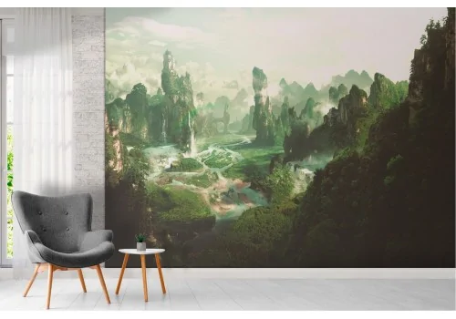 Fantasy forest landscape wallpaper among mountains 2