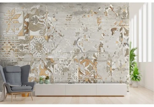 Wallpaper with worn plaster concrete surface