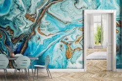 Carta da Parati colore astratto azzurro e oro glamour